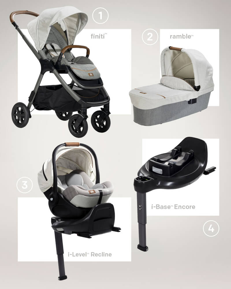 Joie Finiti Stroller Bundle Stroller, Carrycot, iSnug2, Encore Spin